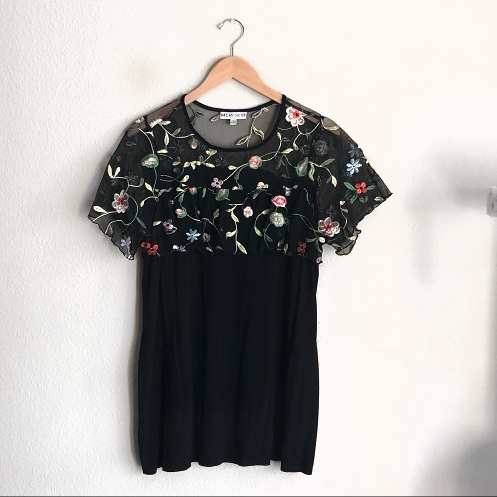 GORGEOUS Meri Skye Mesh Embroidered Blouse!
